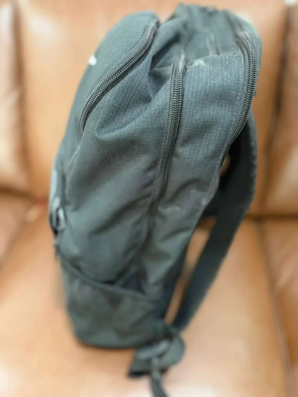 Nike Black Backpack with White Swoosh and MEAC Patch